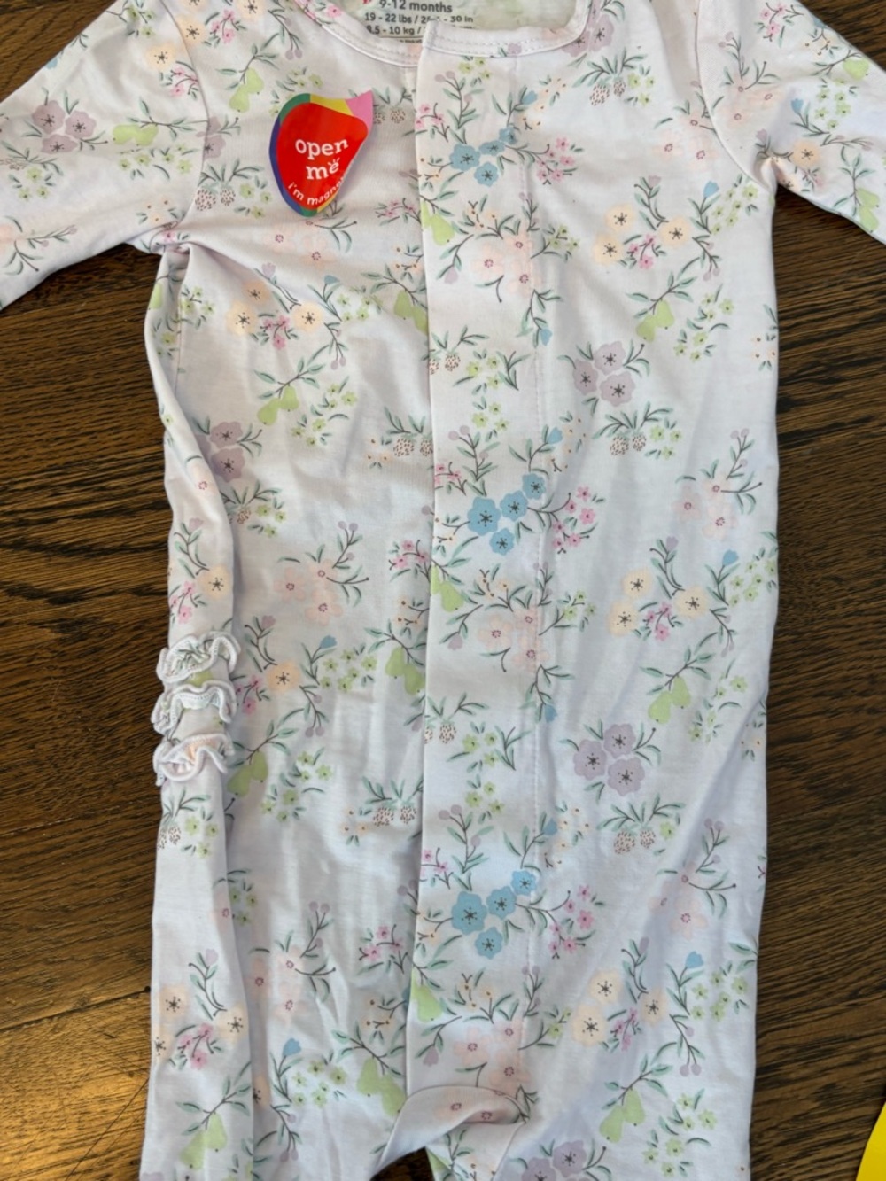 Magnetic Me Emily Floral Modal Magnetic Footie Pajamas 9-12M NWT